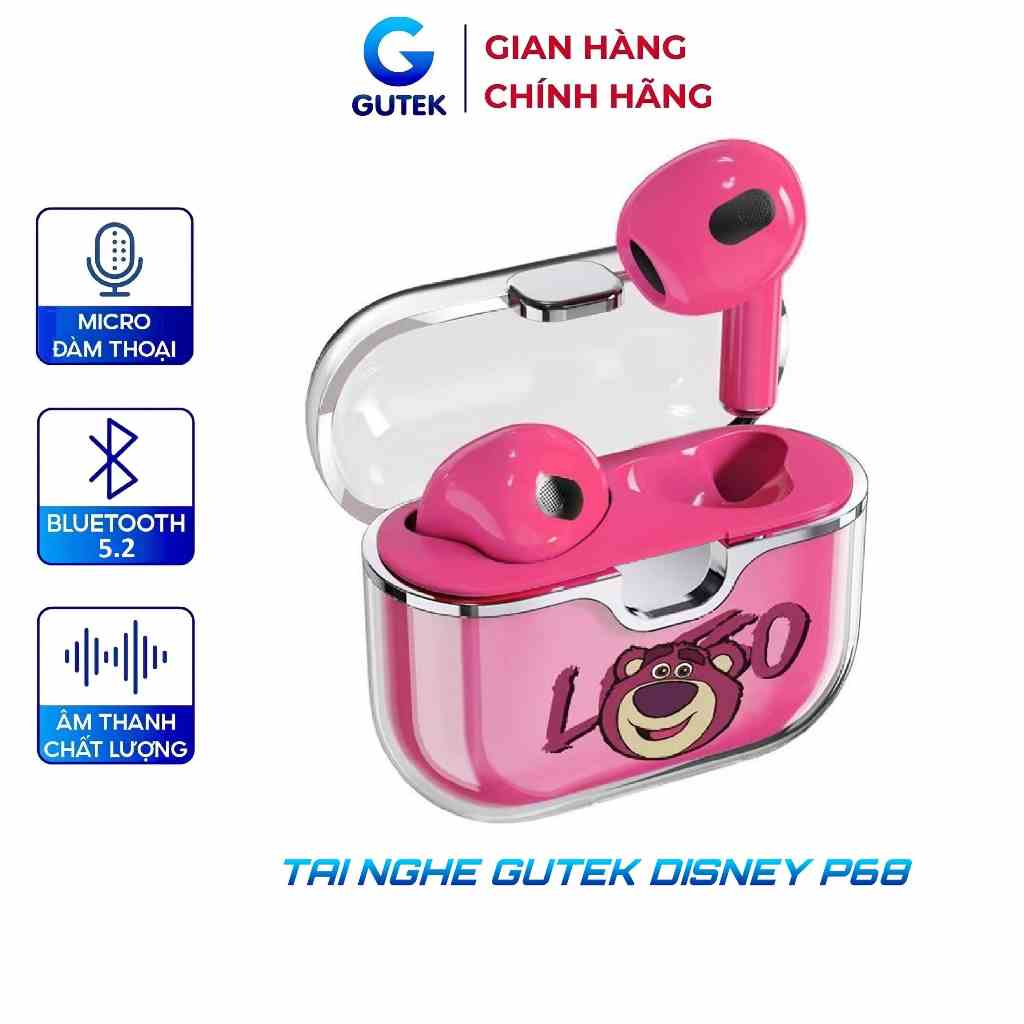 Tai nghe bluetooth không dây Gutek Disney P68 TWS 5.2 chính hãng nút cảm ứng âm thanh HIFI có mic đàm thoại