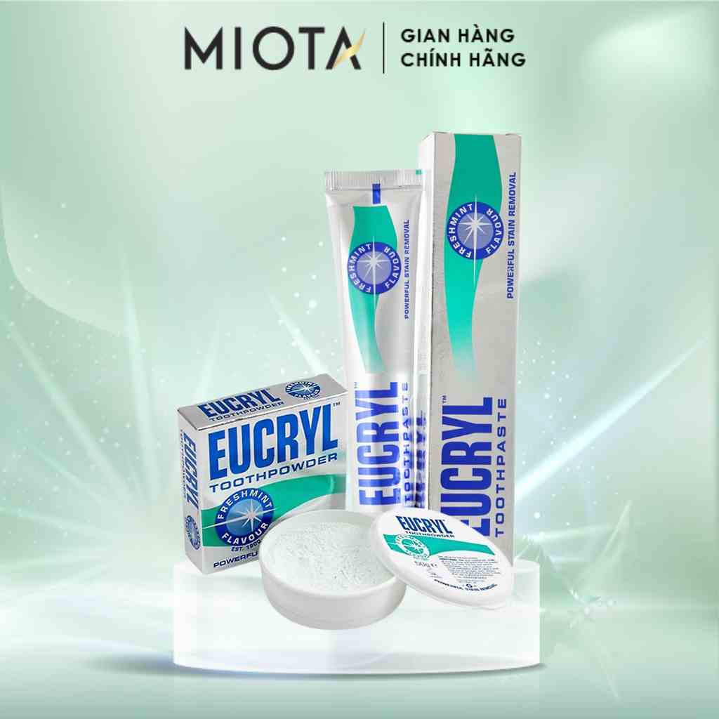 Combo Kem Đánh Răng và Bột Tẩy Trắng Răng hương Bạc Hà Anh Quốc Eucryl Freshmint