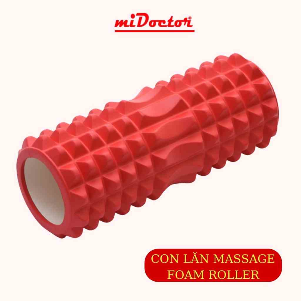 [CHẤT LIỆU CAO CẤP] Con lăn Foam Roller massage có gai 33cm giãn cơ tập Gym, Yoga, thể hình miDoctor