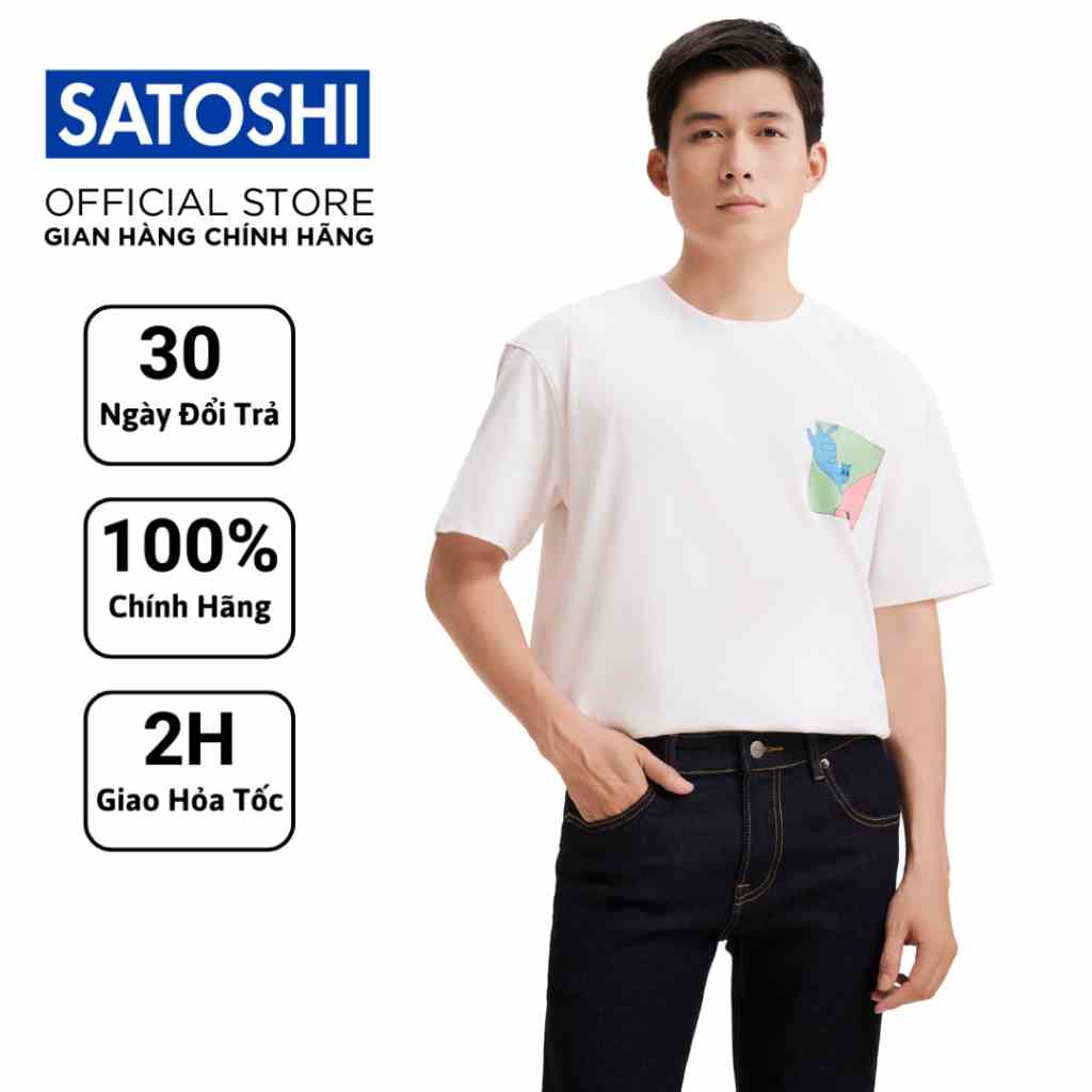 Áo thun Satoshi nam tính SATS100 cổ tròn in hoạ tiết đẹp, vải cotton thoáng mát co giãn