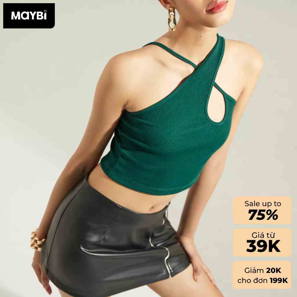 Áo croptop Maybi ôm thun cổ yếm