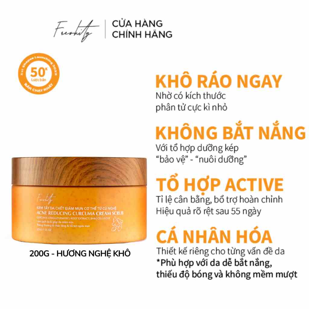 Kem Tẩy Da Chết Giảm Mụn Cơ Thể Từ Củ Nghệ Freshity 200g