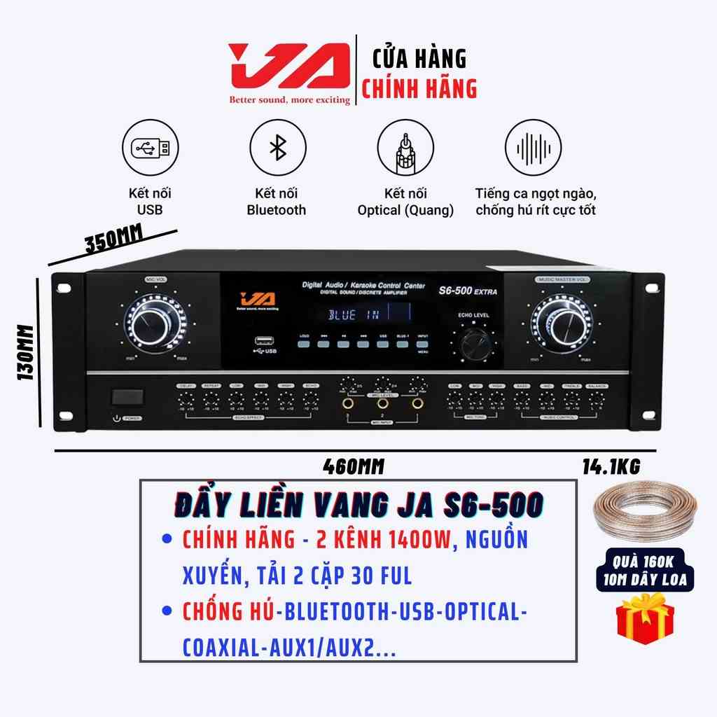 Cục Đẩy Liền Vang JA S6-500 Extra 2 Kênh 1400W - Nguồn Xuyến, Chống Hú, Bluetooth, Optical, Chống Hú Mic - H2Pro Tech