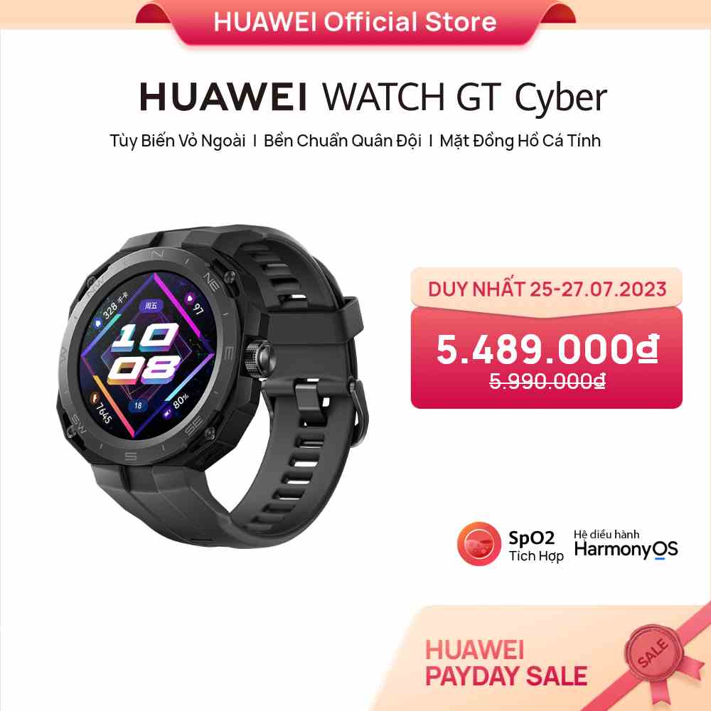 [Mã ELCN02 giảm 500K đơn 300K] Đồng Hồ Thông Minh HUAWEI WATCH GT Cyber |Tùy Biến Vỏ Ngoài | Bền Chuẩn Quân Đội |