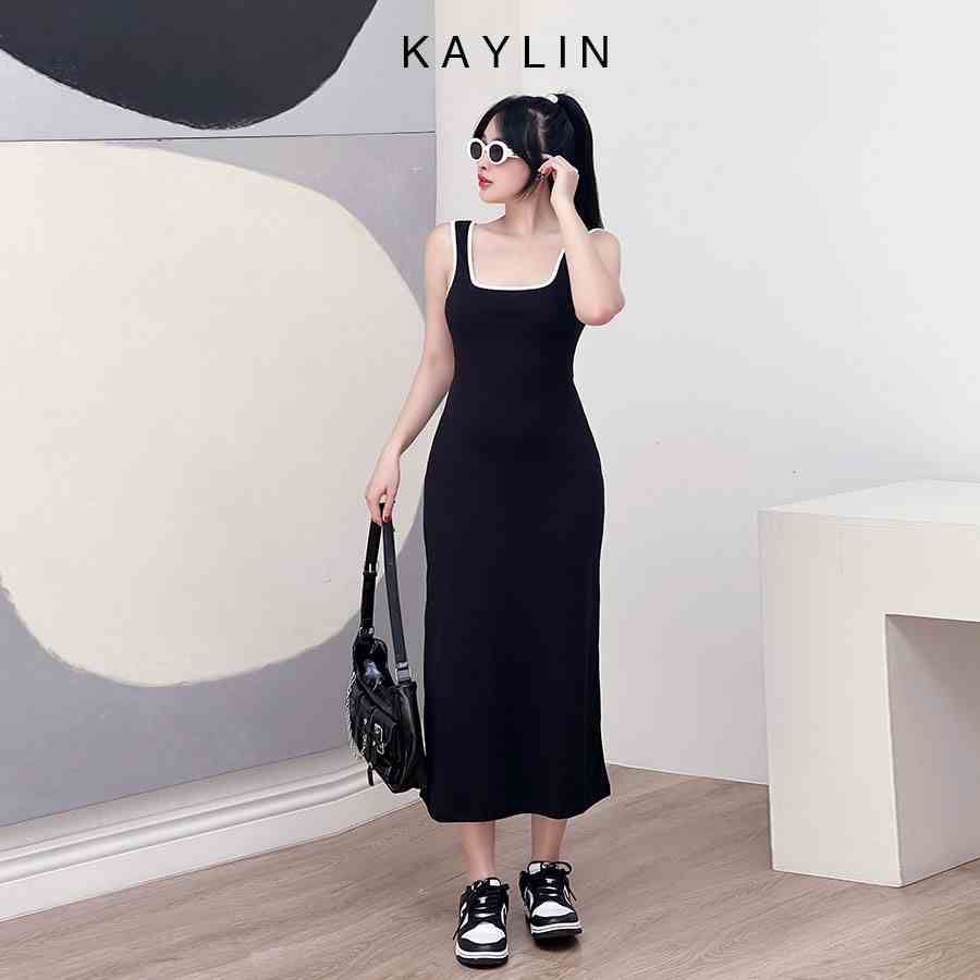 Đầm thun trơn dài khoét lưng phong cách KAYLIN - N2048