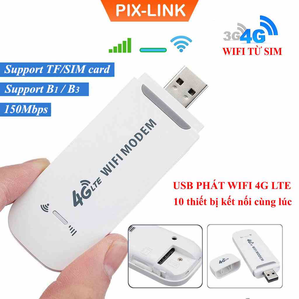 Bộ phát sóng wifi từ sim 4G PIX-LINK USB Modem  ,USB phát Wifi 4G LTE từ Sim 4G, Dcom phát wifi tốc độ cao, phủ sóng rộn