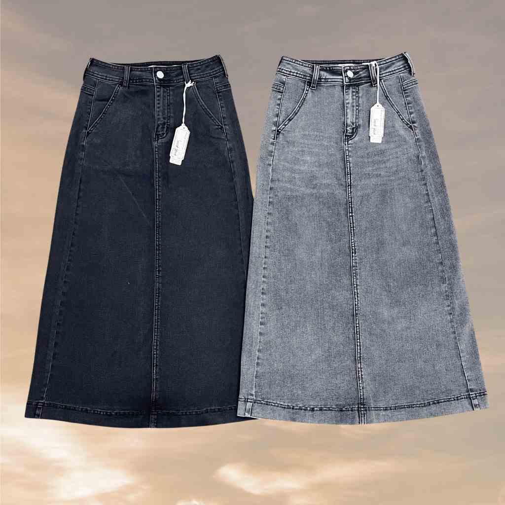 Chân váy jean chữ A dáng dài chất jean co giãn 4 chiều cao cấp Callene (XK739)