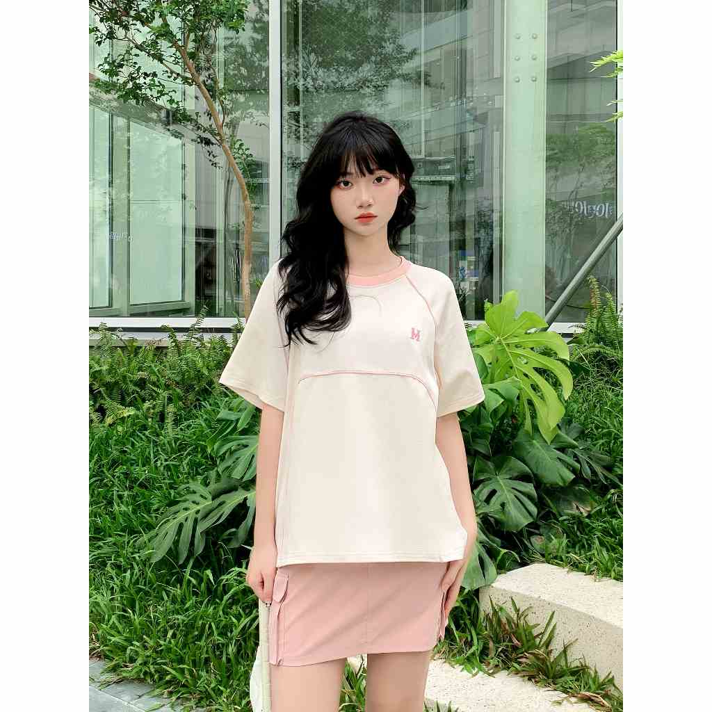 [Mã BMLTA50 giảm đến 50K đơn 99K] Áo Thun Nam Nữ Form Rộng Mugung Phối Line Oversize 100% Cotton Logo Thêu M114