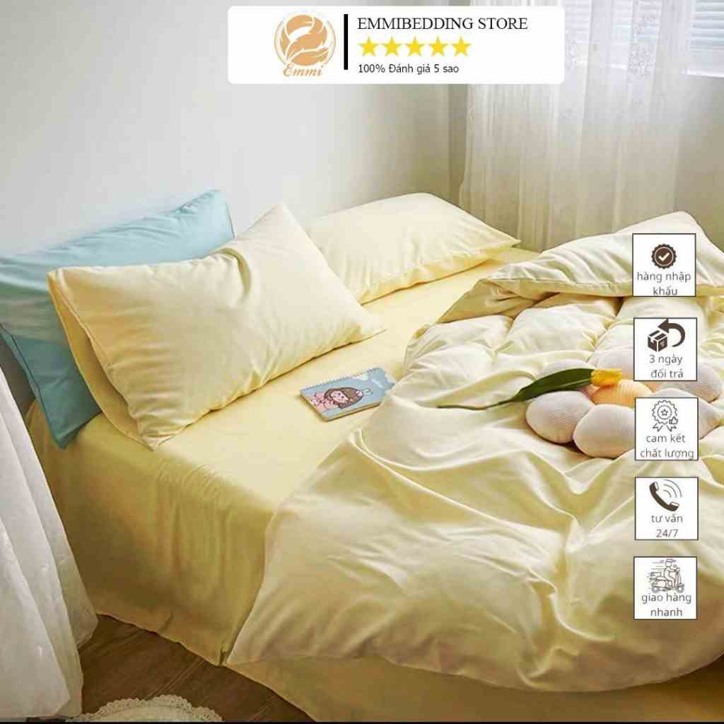 [Mã BMLTA35 giảm đến 35K đơn 99K] Bộ Chăn Ga Gối Cotton TC Emmidecor cao cấp mẫu vàng nhẹ nhàng full