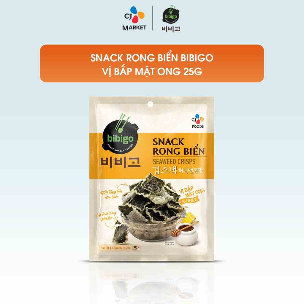 [Mã BMLTA35 giảm đến 35K đơn 99K] Snack Rong biển ăn liền Hàn Quốc Bibigo vị Bắp Mật ong 25g