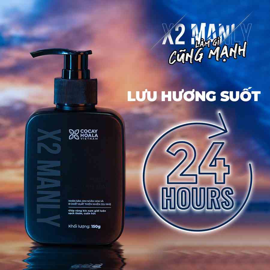 Dung Dịch Vệ Sinh Nam X2 Manly Cocayhoala - Làm sạch tức thì Lưu hương 24h - Dung tích 150g