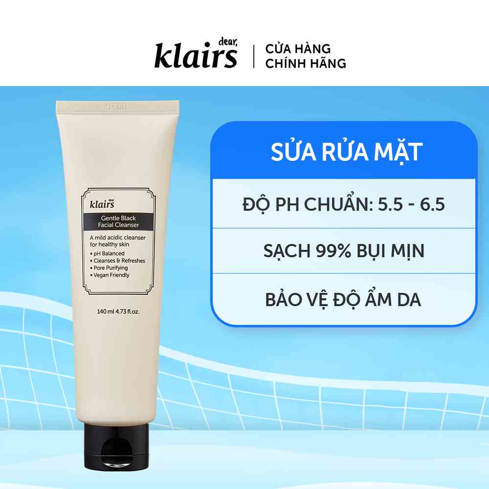 Sữa Rửa Mặt Dear Klairs Gentle Black Facial Cleanser 140ml