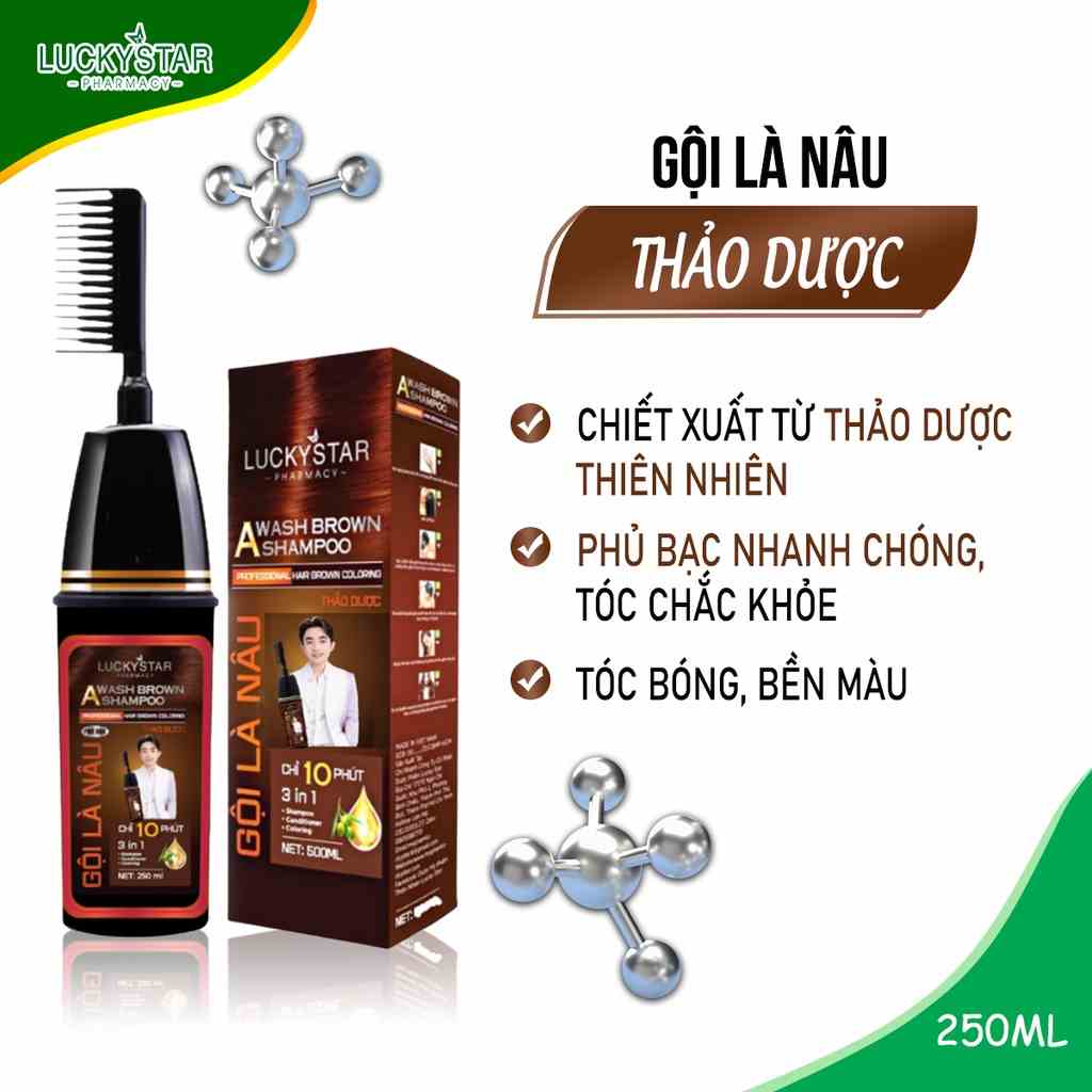 [Mã BMLTB35 giảm đến 35K đơn 99K] Gội Là Nâu Phủ Bạc Thảo Dược Cao Cấp Lucky Star