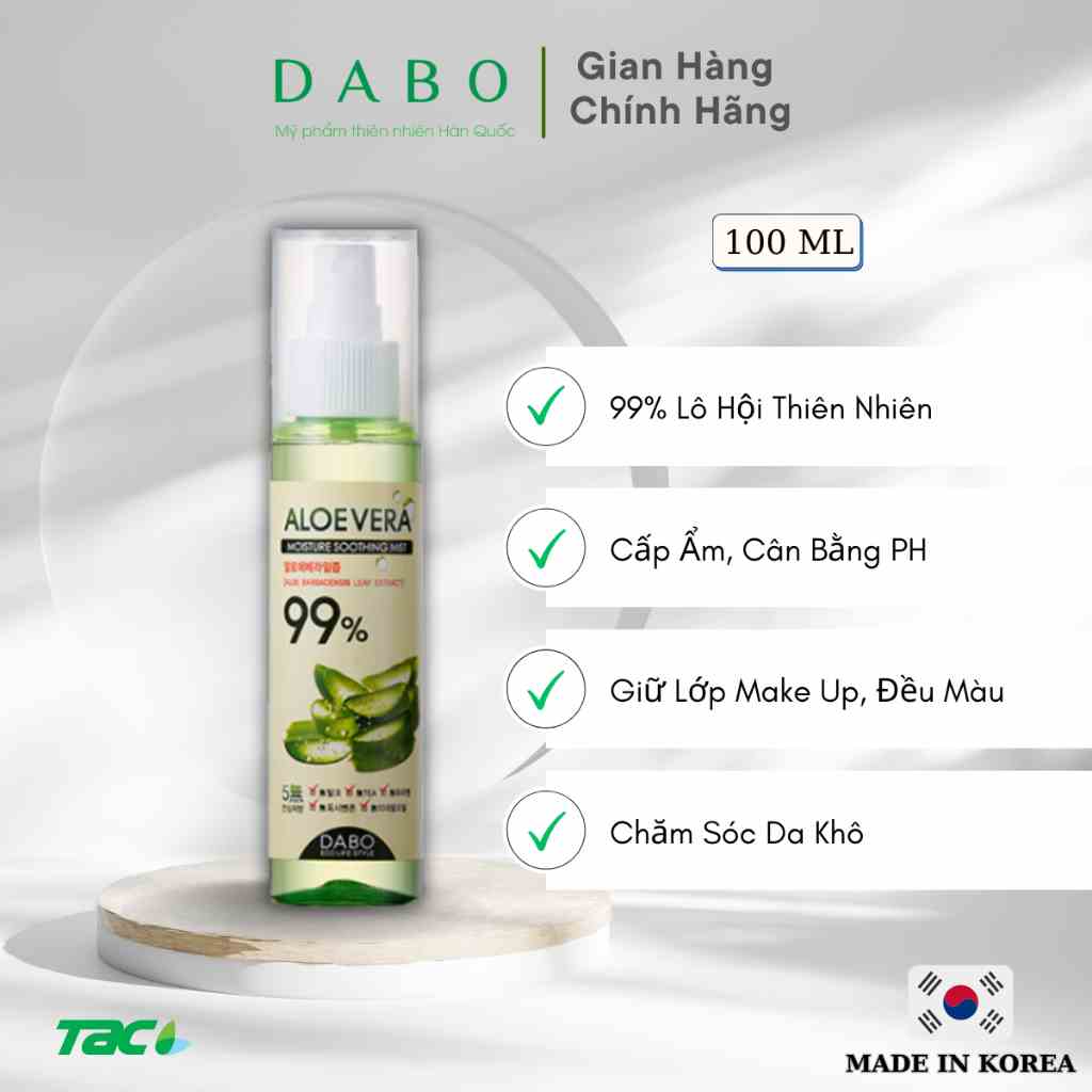 Nước xịt khoáng dưỡng da Dabo Aloevera 100ml THIÊN ANH BEAUTY