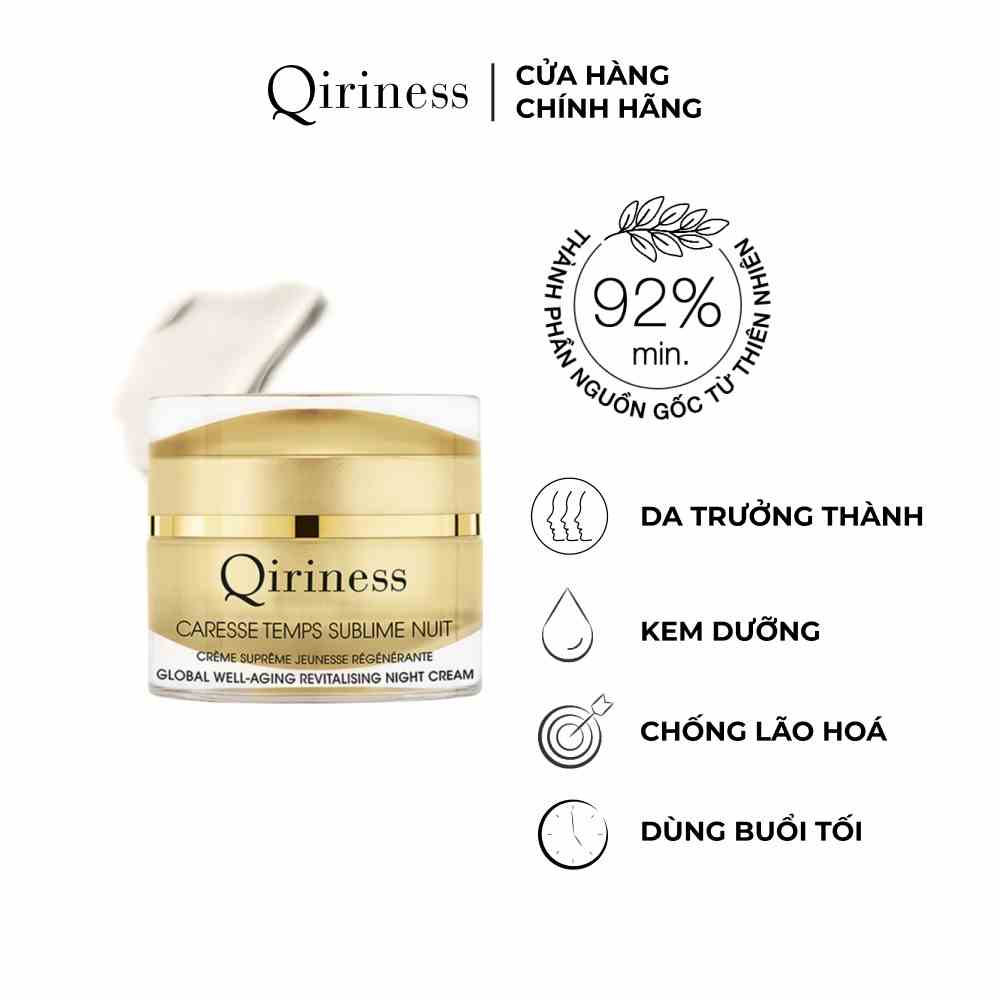 Kem dưỡng đêm chống lão hoá làm săn chắc và thúc đẩy tái tạo da Qiriness Global Well-Aging Revitalising Night Cream 50ml