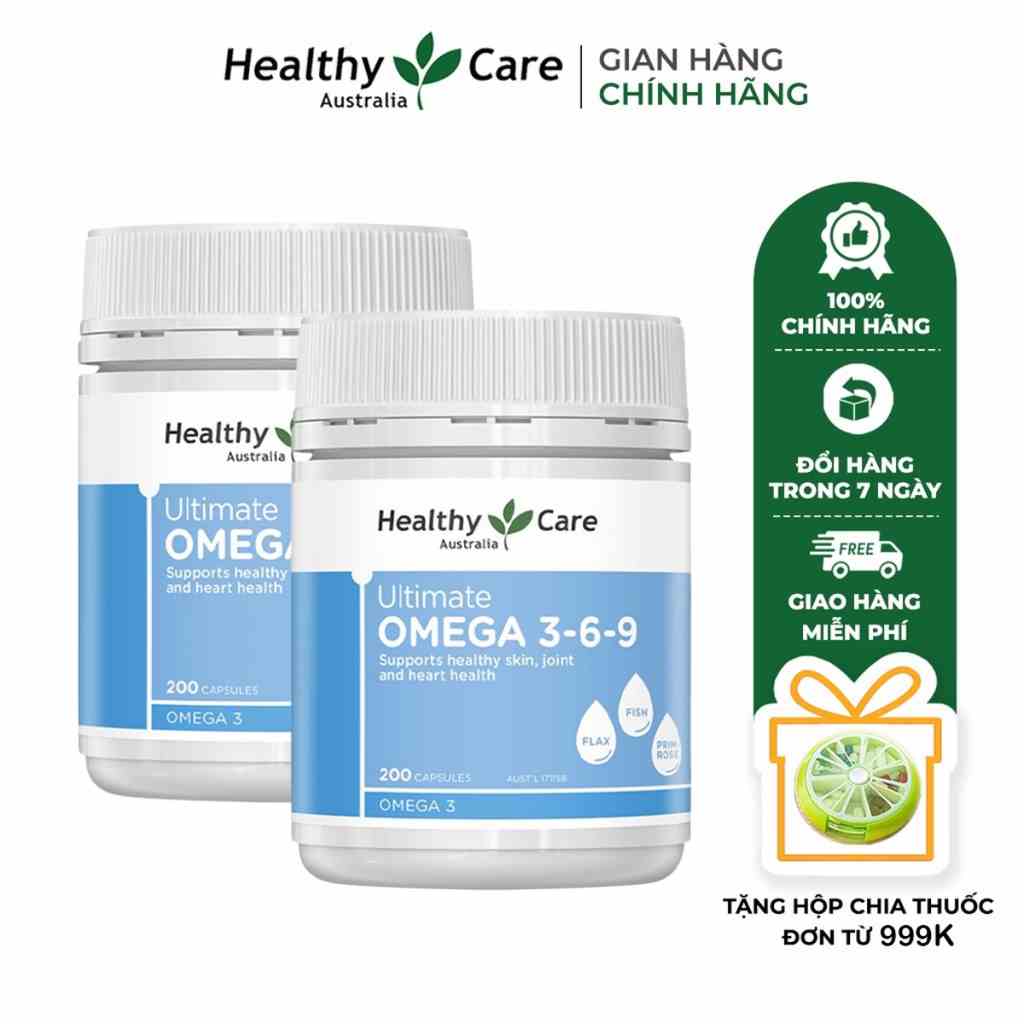 Combo 2 Hộp Hỗ Trợ Tim Mạch, Huyết Áp Healthy Care Omega 3 6 9 Ultimate 200 Viên