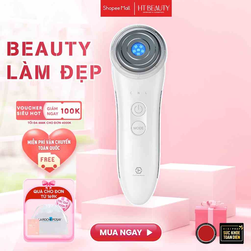 Máy đẩy tinh chất trẻ hóa da Nanotime F65I nhà HT Beauty, máy di tinh siêu âm ION, nâng cơ EMS, trẻ hóa da Photon