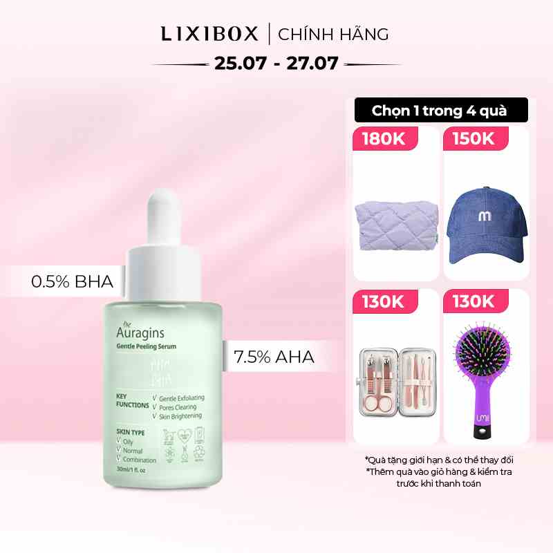 Tinh Chất Tẩy Tế Bào Chết The Auragins 7.5% AHA + 0.5% BHA Gentle Peeling