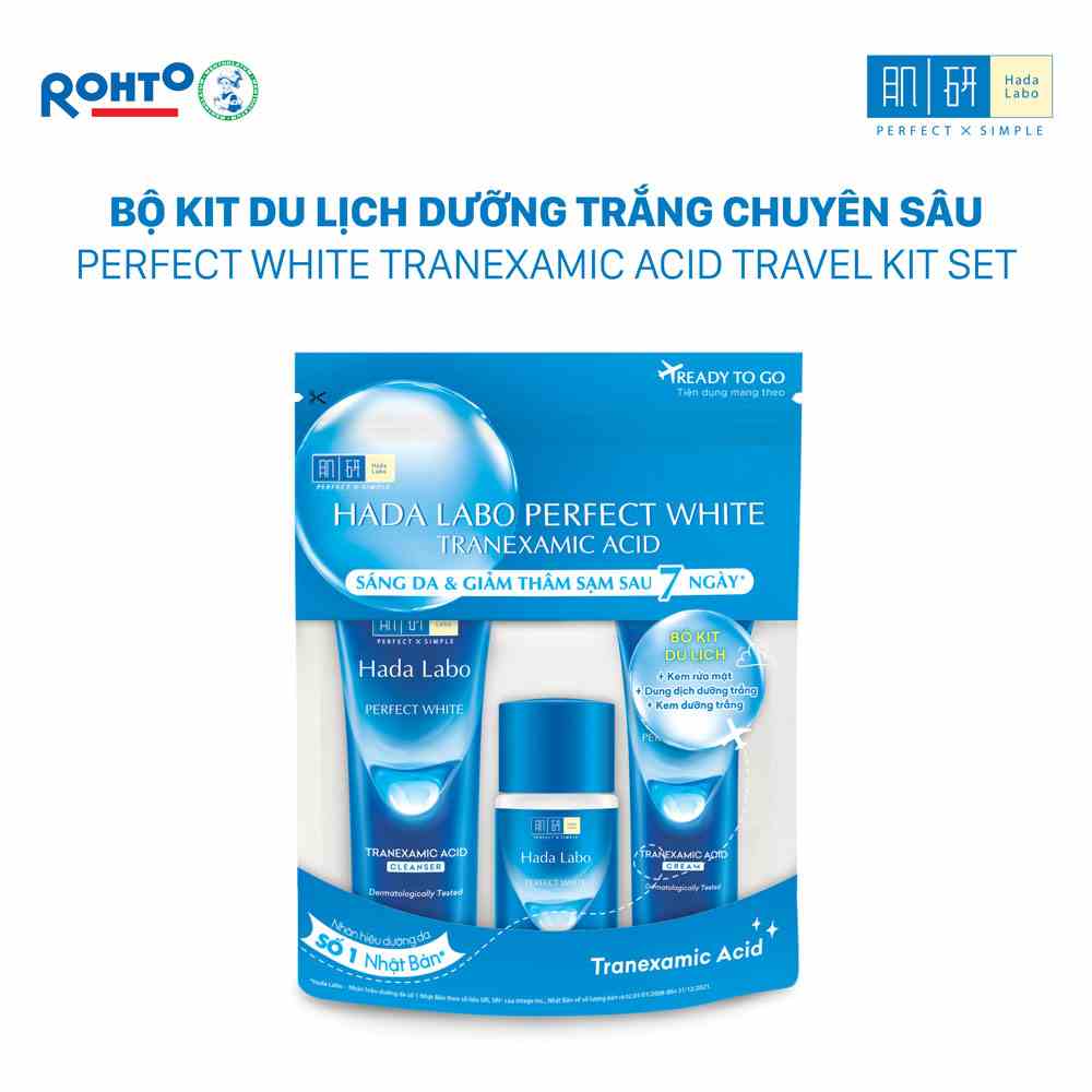 Bộ dưỡng da trắng mượt vượt trội Hada Labo Perfect White Tranexamic Acid Trial Set