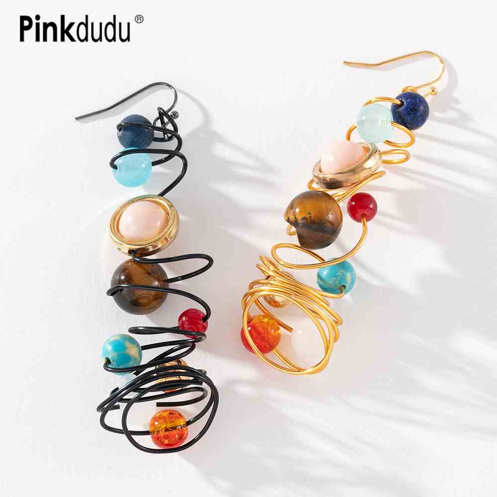 Khuyên tai Pinkdudu PD848 mạ vàng đính đá tự nhiên thời trang