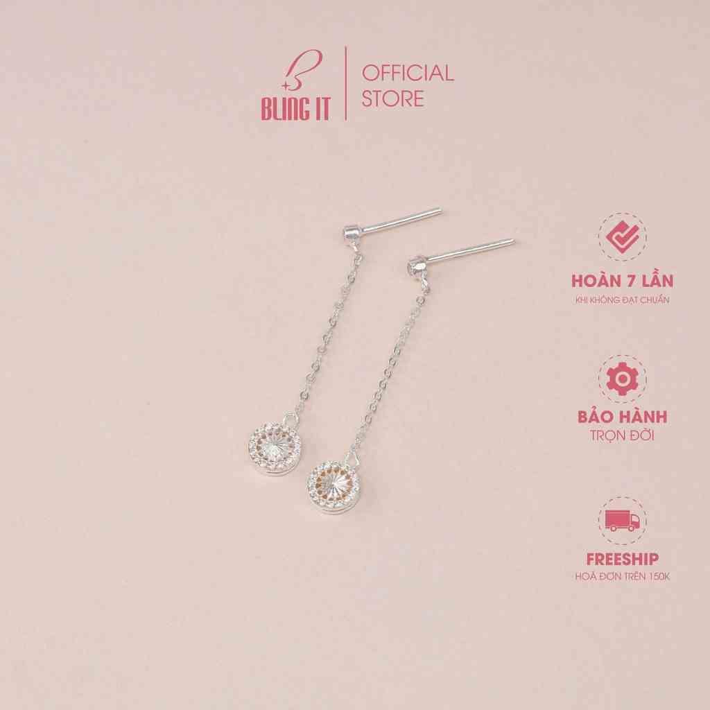 [Mã BMLTA35 giảm đến 35K đơn 99K] Khuyên Tai Bạc Nữ 925 BLING IT Kiểu Dáng Rơi Sang Trọng Họa Tiết Mặt Trời - BIBT522