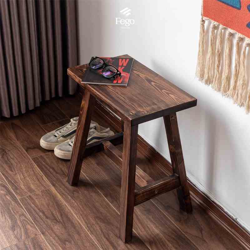 [Mã BMLTA35 giảm đến 35K đơn 99K] Ghế đôn vuông FEGO gỗ thông tự nhiên cao 45cm