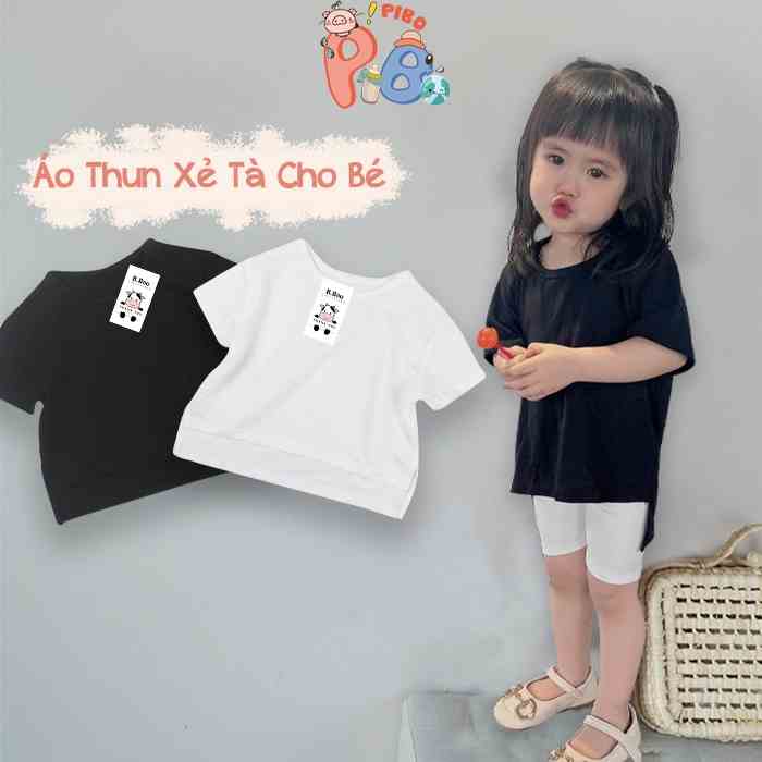 Áo Phông Bé Gái Bé Trai Dáng Thụng Form Rộng Xẻ Tà, Vải Cotton Thoáng Mát, Thấm Hút Mồ Hôi Tốt - BabyBoo - PiBo Store