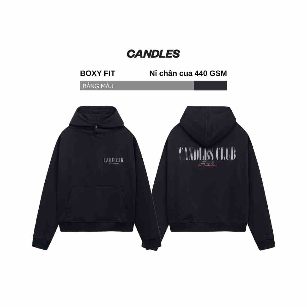 Áo hoodie nam nữ oversized CANDLES CLUB hình in nứt vintage chất liệu nỉ chân cua 380gsm