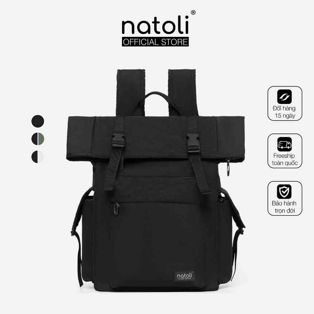 Balo chống nước thương hiệu NATOLI chất vải canvas nhiều ngăn du lịch cao cấp - BST FOLD BACKPACK B10