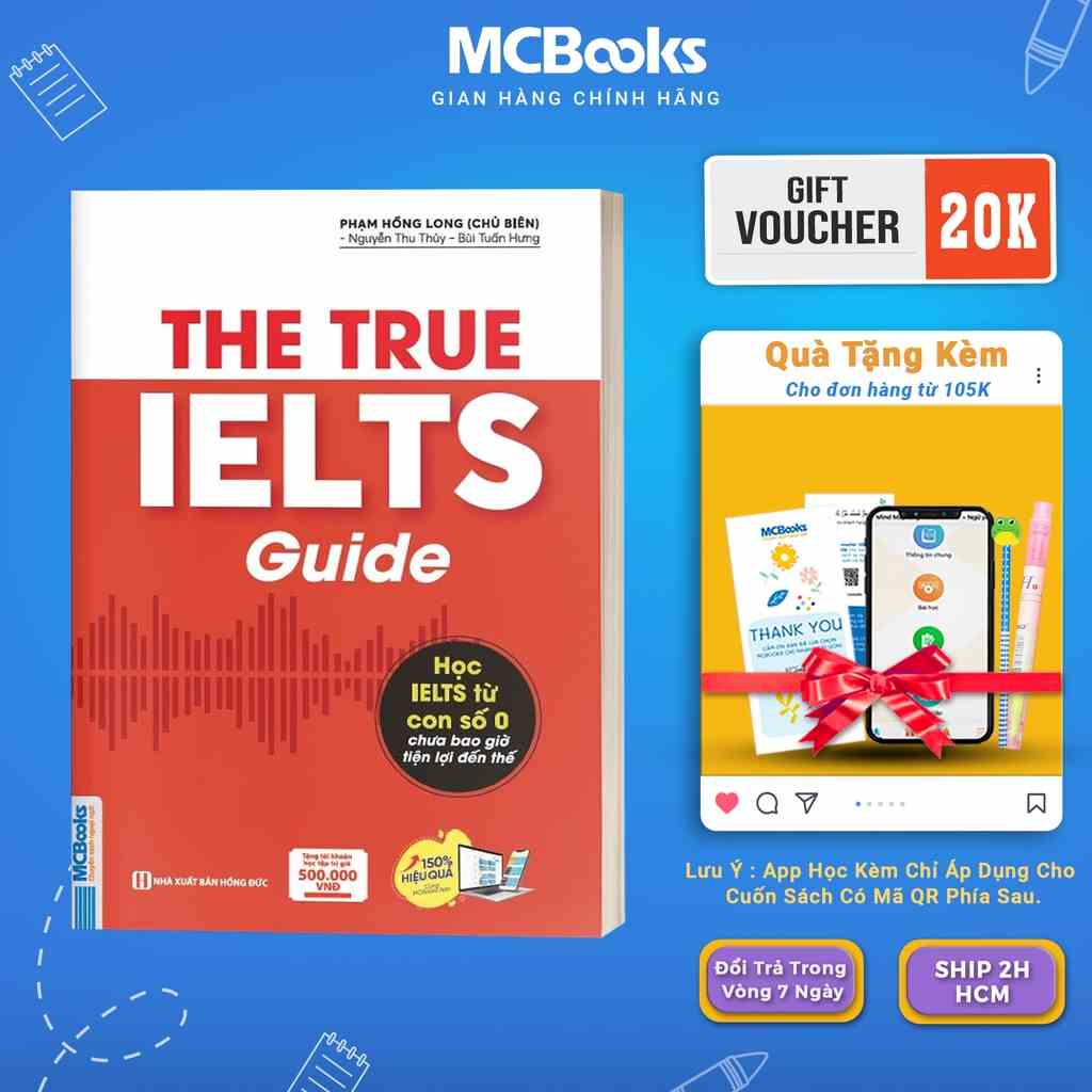 Sách - The True Ielts Guide - Cẩm nang hướng dẫn tự học IELTS chuẩn cho người mới bắt đầu - Tặng tài khoản học tập