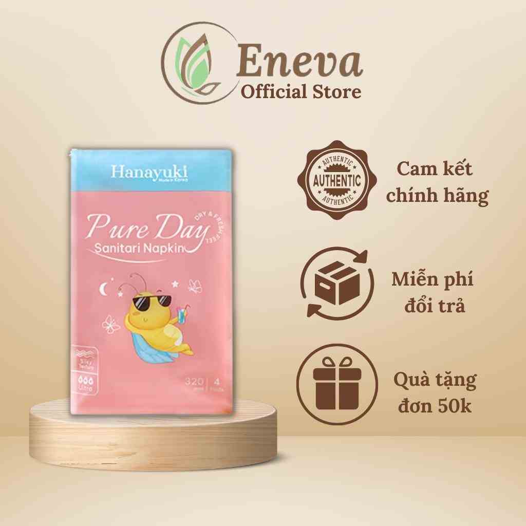 Băng Vệ Sinh Ban Đêm Pure Day Sanitary Napkin Siêu Thấm Chống Tràn Gói 4 Miếng Có Cánh Size L Hanayuki Chính Hãng