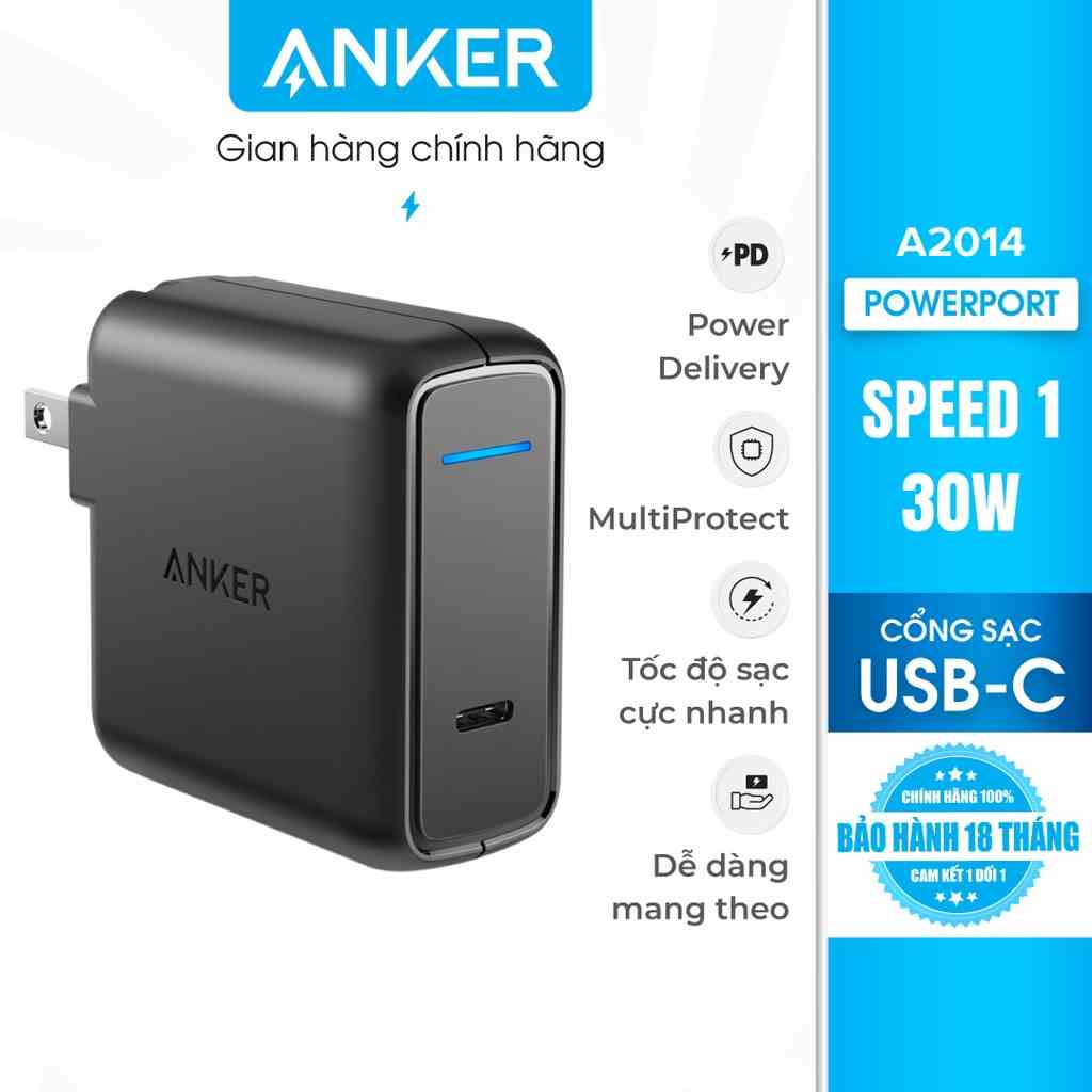 Sạc ANKER PowerPort Speed 1 USB-C, 30w - A2014