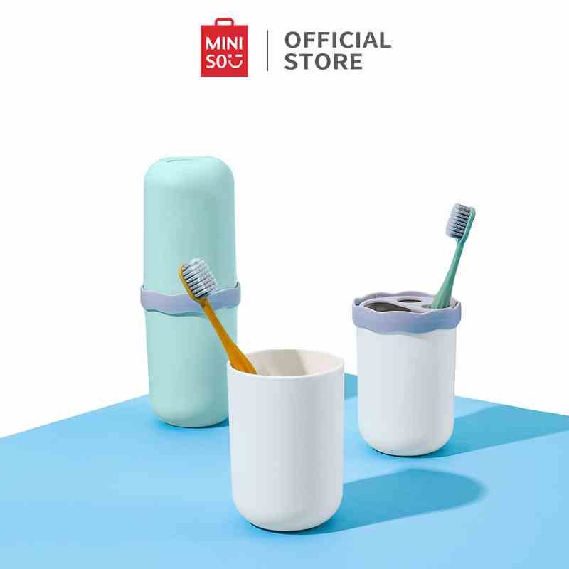 Hộp lưu trữ bàn chải đánh răng du lịch MINISO Bộ cốc nước súc miệng di động Bộ cốc bàn chải đánh răng