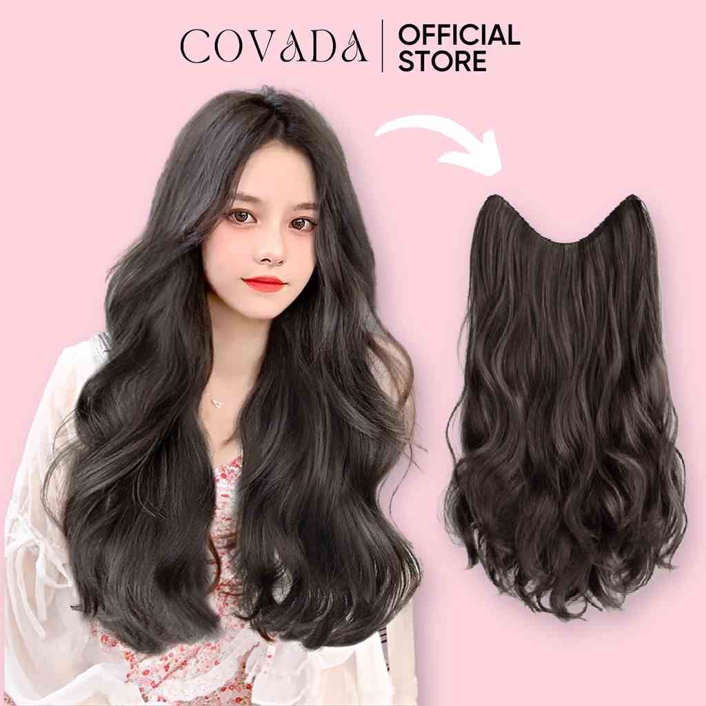 [Mã BMLTB35 giảm đến 35K đơn 99K] Tóc giả nữ COVADA 1 dải kẹp nửa đầu xoăn chữ U giúp tóc dài dày đẹp tự nhiên TG02