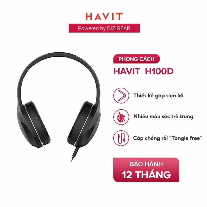 Tai Nghe Chụp Tai HAVIT H100D, Driver 40mm, Thiết Kế Gọn Nhẹ, Nhiều Màu Sắc - Chính Hãng BH 12 Tháng