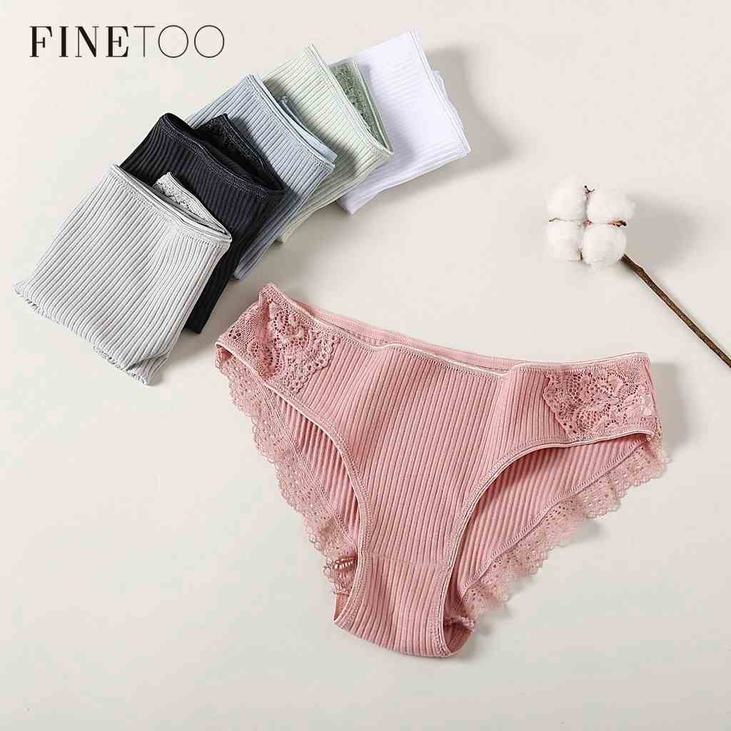 Quần lót FINETOO vải cotton mịn lưng cao thoải mái cho nữ