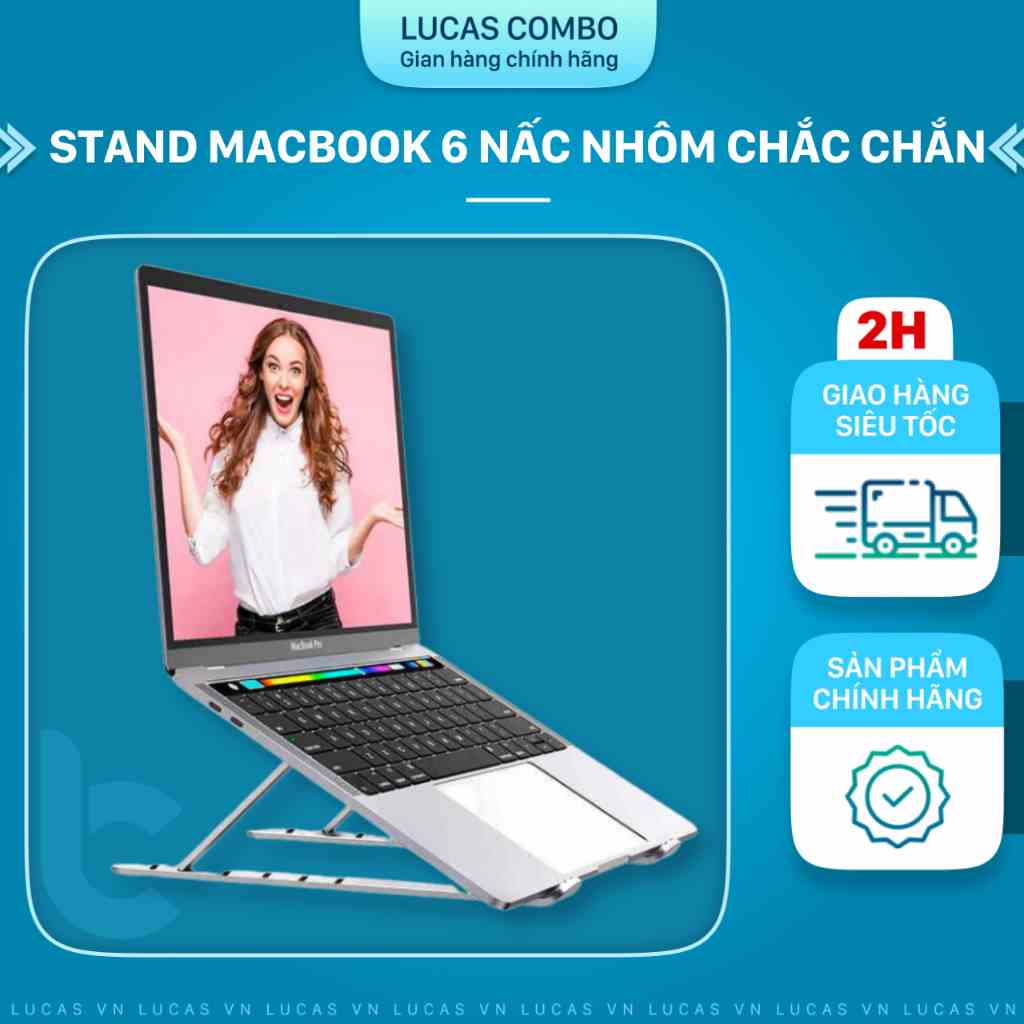 Stand/Đế Nhôm Kê Macbook, Laptop Tản Nhiệt Có Thể Gấp Gọn Và Điều Chỉnh 6 Nấc Độ Cao WIWU