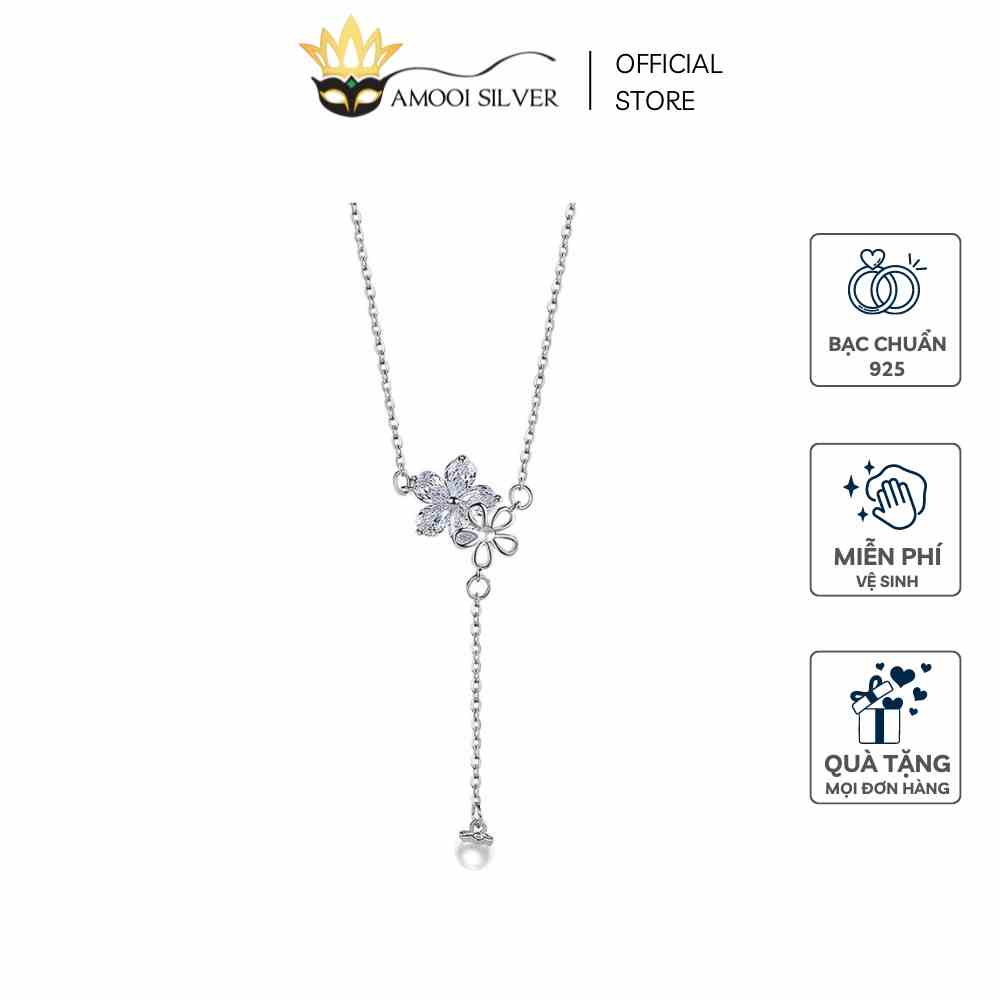 [Mã BMLTB35 giảm đến 35K đơn 99K] Dây chuyền bạc S925 hoa tua rua ngọc ngà - Amooi Silver AD168