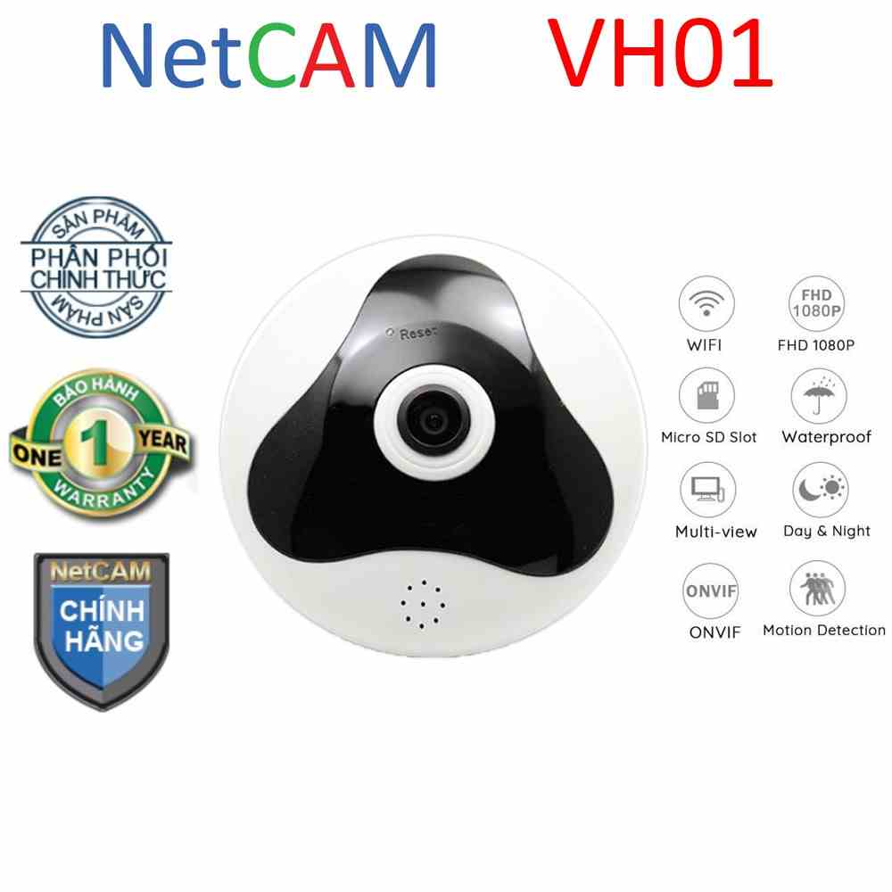 Camera IP wifi quay toàn cảnh 360 độ Panorama NetCAM VH01, độ phân giải FHD 1080P, Đàm thoại 2 chiều