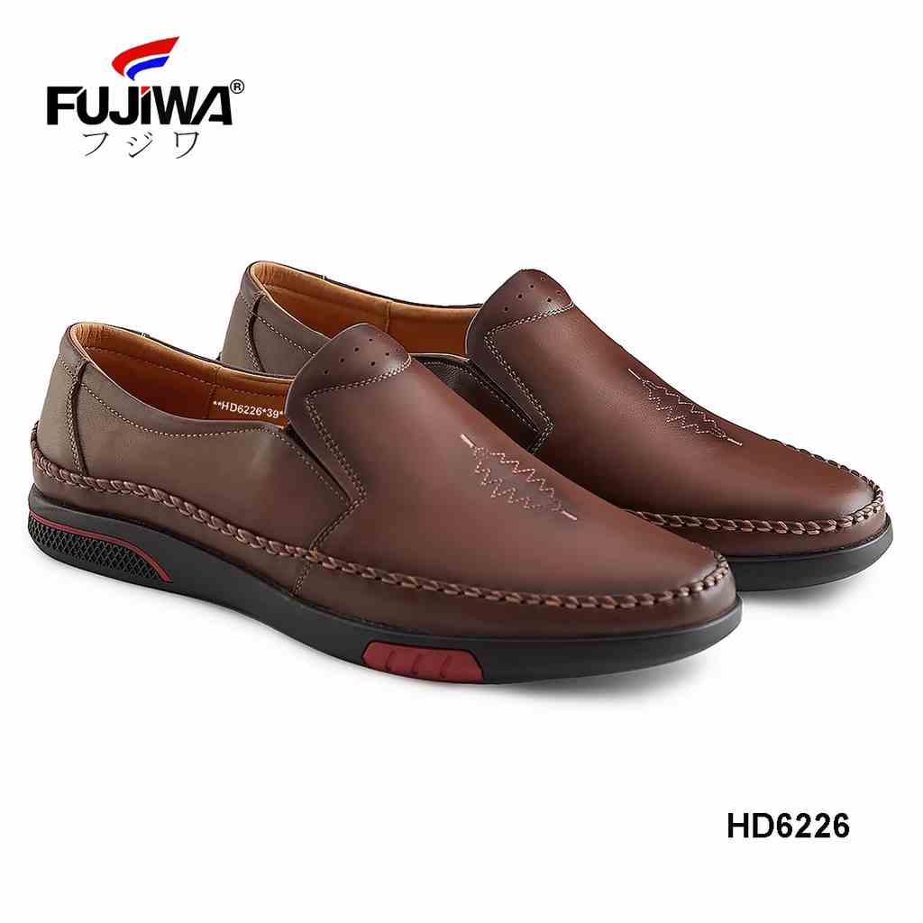 Giày Lười Nam Da Bò FUJIWA - HD6226. Da Bò Thật Cao Cấp, Đế Cao Su. Form Giày Chuẩn Size. Size:  38, 39, 40, 41, 42, 43