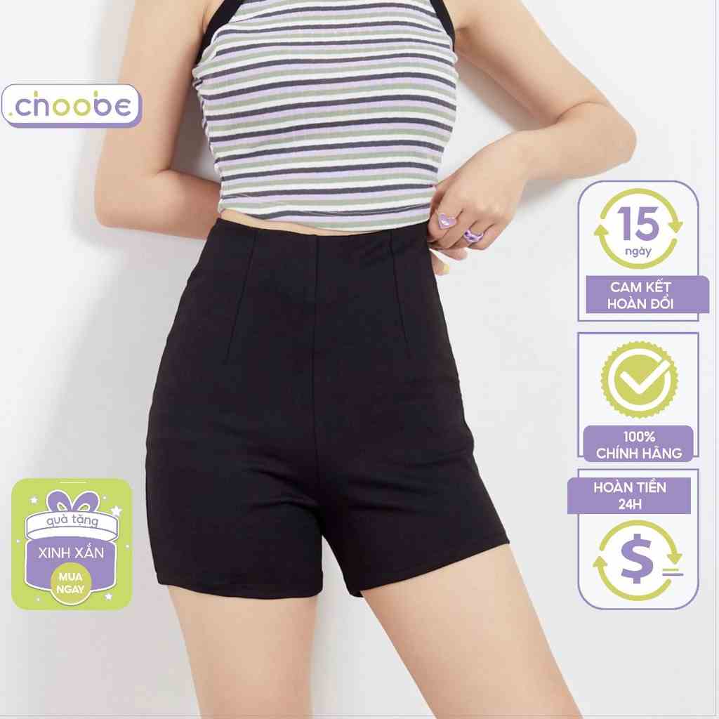 Quần short nữ Choobe cạp cao chất vải cao cấp co giãn tốt khóa sau tôn dáng phong cách trẻ trung cá tính QS09