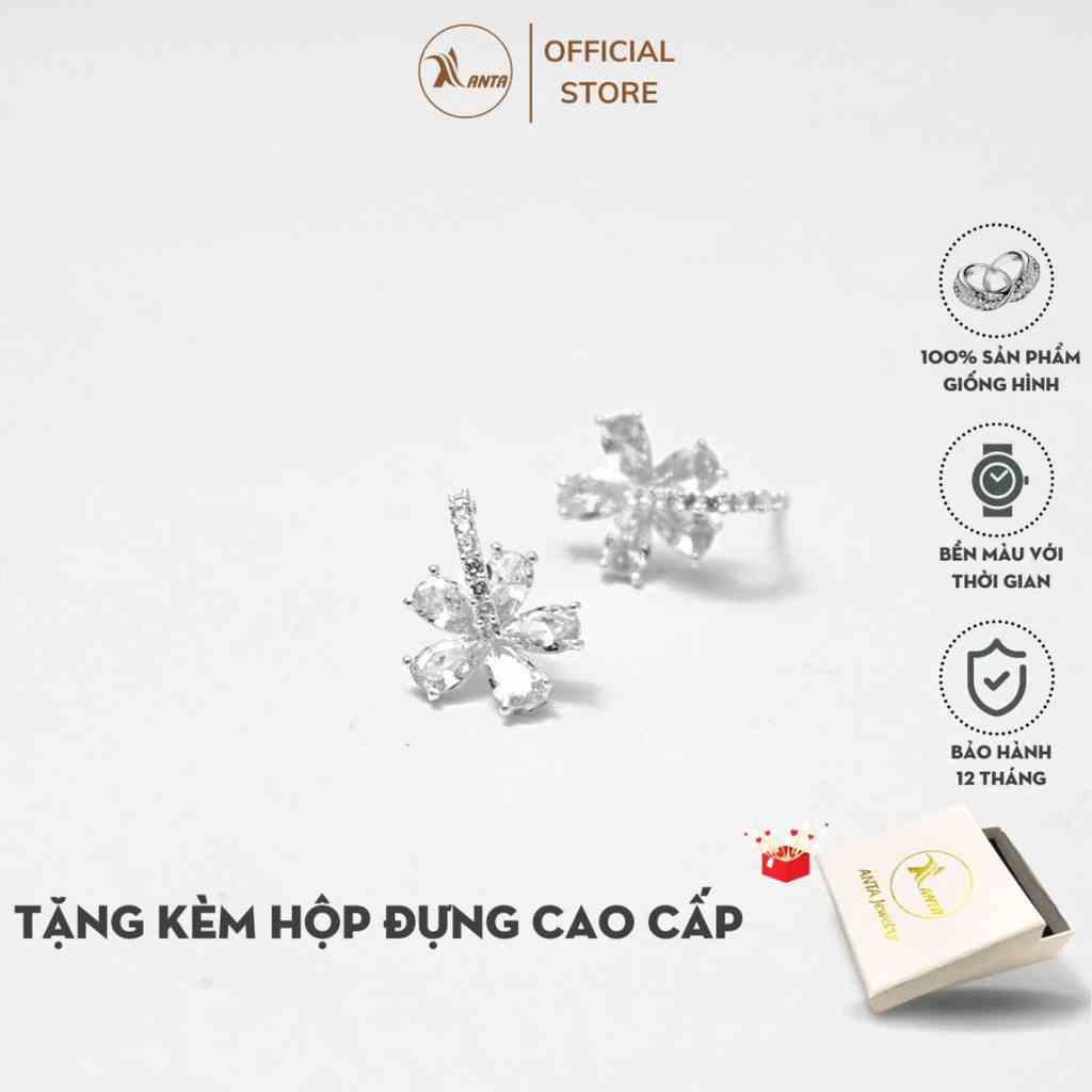 Bông tai bạc ATJ9083 , hoa tai nữ hình hoa đá Stone flower shape ANTA Jewelry