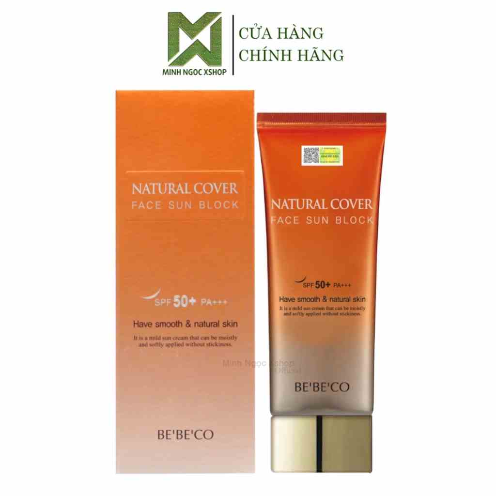 Kem nền chống nắng BEBECO NATURAL COVER FACE SUN BLOCK SPF 50+/PA+++ 70ml