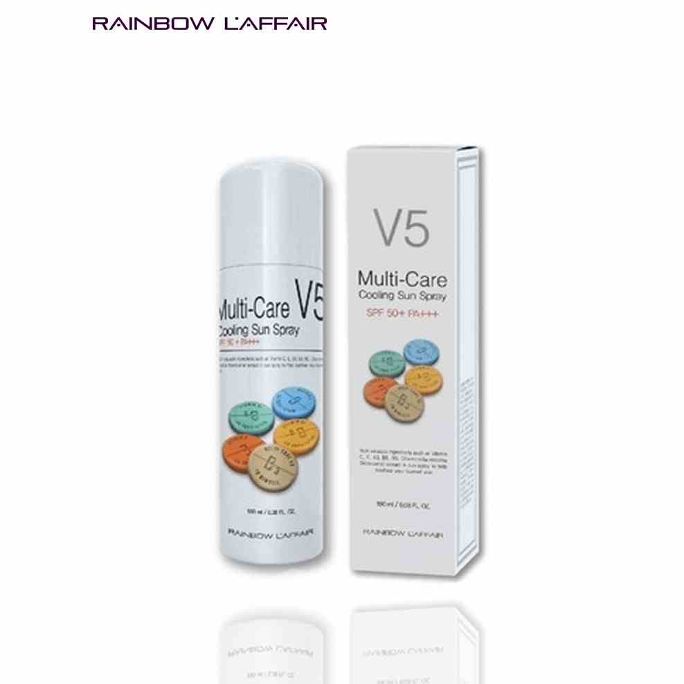 [HSD 01.2026] Xịt chống nắng thế hệ mới lai hóa học và vật lý Rainbow Laffair MultiCareV5 Cooling SunSpray SPF50+ 180ml