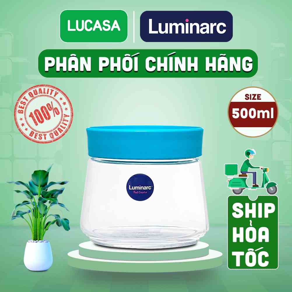 [Mã BMLTA35 giảm đến 35K đơn 99K] Bộ 3 Hũ Thủy Tinh Luminarc Swing Nắp Xanh 500ml - BOL5279 | Phân Phối Chính Hãng