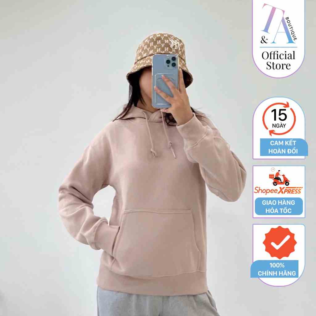 Áo hoodie nữ màu hồng mềm mại, dày dặn, chắc chắn có lót nỉ bên trong ấm áp ChiDu - TA028