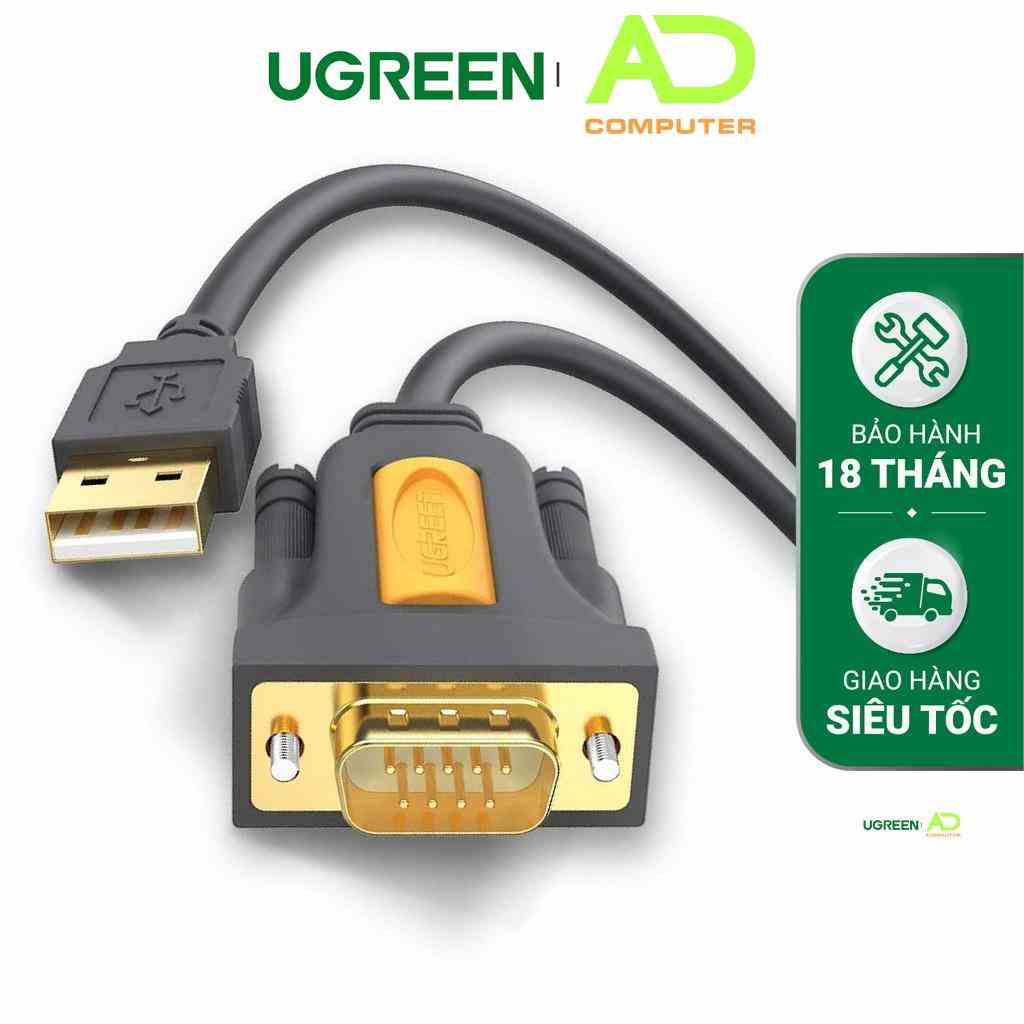 Dây USB 2.0 sang COM DB9 RS-232 chipset PL2303TA UGREEN CR104 - Hàng phân phối chính hãng - Bảo hành 18 tháng