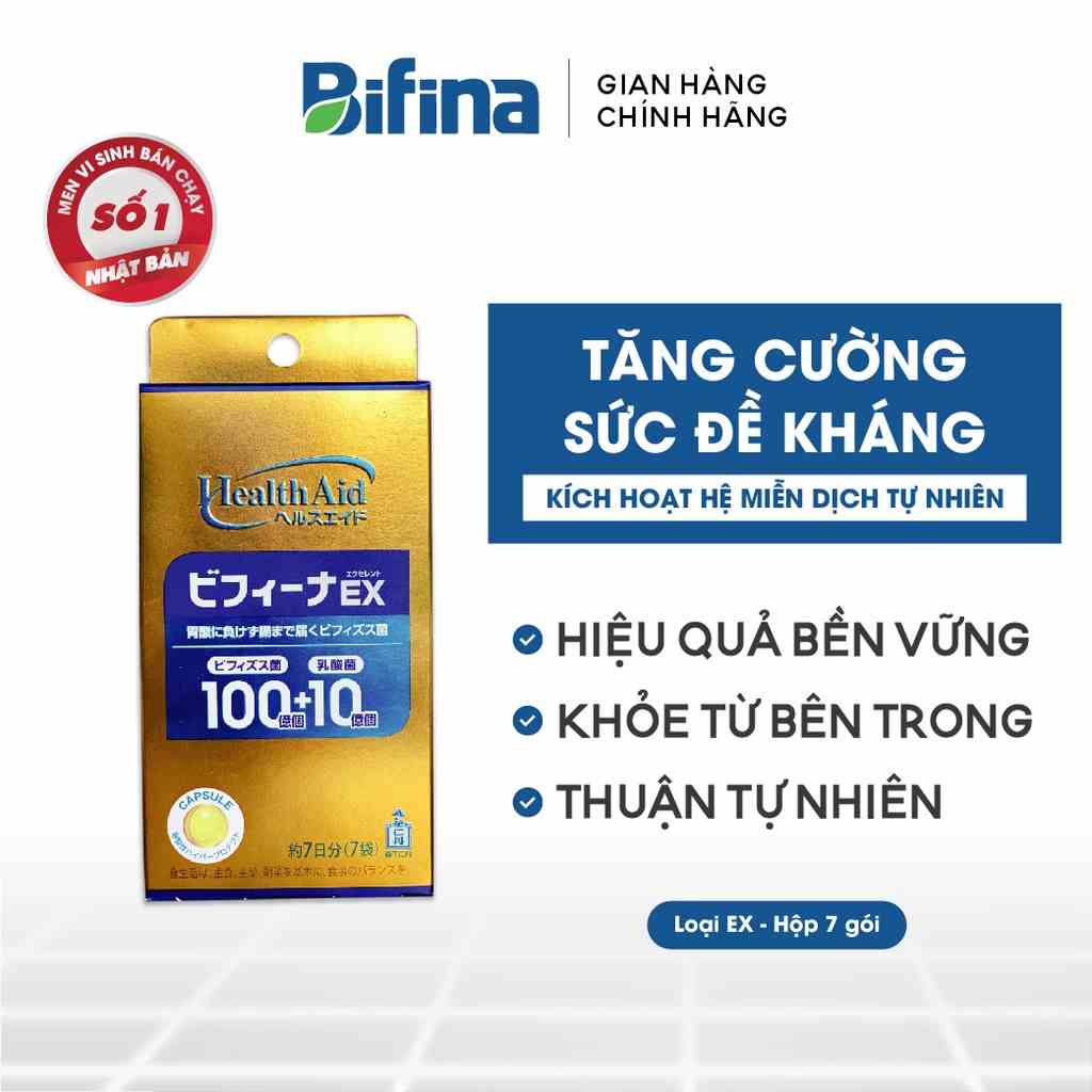 Men vi sinh Bifina Nhật Bản - Loại EX 7 gói- Tăng cường hệ miễn dịch tự nhiên, tiêu hóa khỏe mạnh