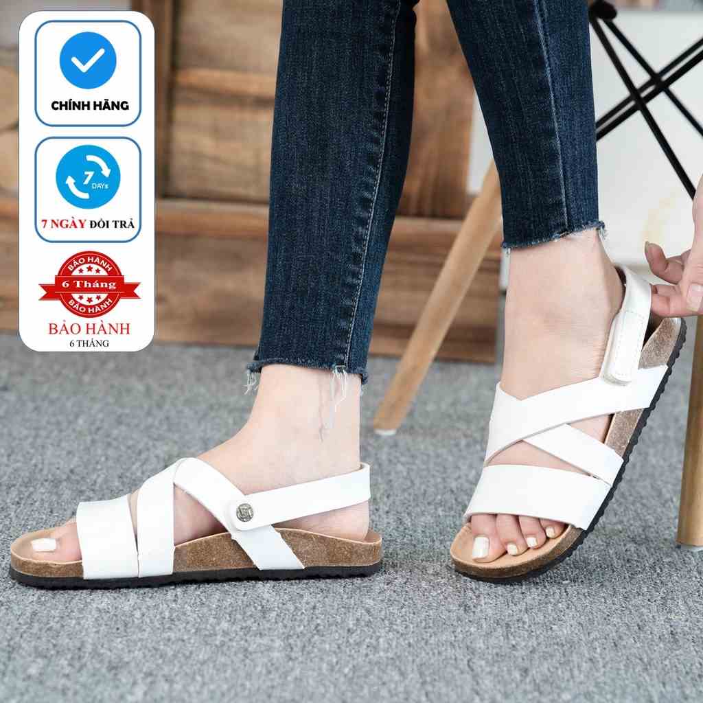 Mã PU21 - Sandal Birken Đế Trấu BIOLINE Official Thiết Kế Unisex Quai Đan Ba Dây Khóa Dán Da PU