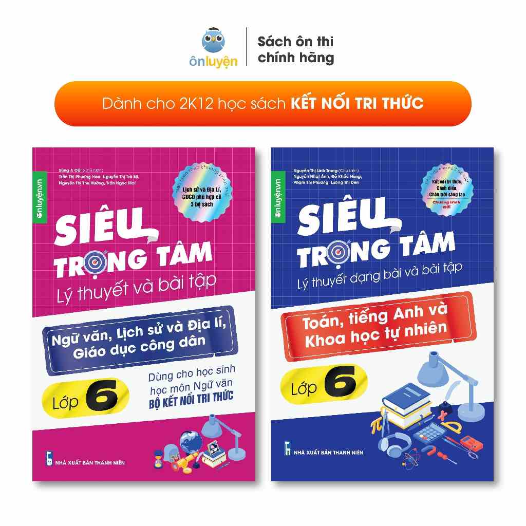 Lớp 6 (Bộ Kết nối )- Combo 2 Sách Siêu trọng tâm TOÁN, TIẾNG ANH, KHTN và Văn, Khoa học xã hội lớp 6-Nhà sách Ôn luyện